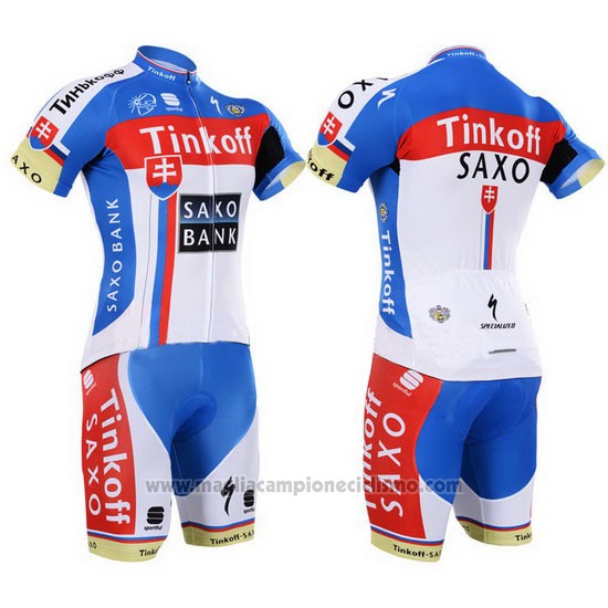 2015 Abbigliamento Ciclismo Tinkoff Saxo Bank Campione Slovacchia Manica Corta e Salopette